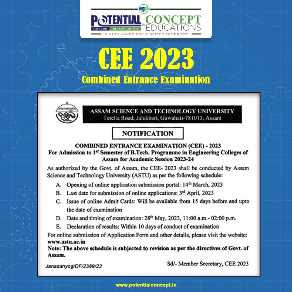 Assam CEE 2023 Exam dates